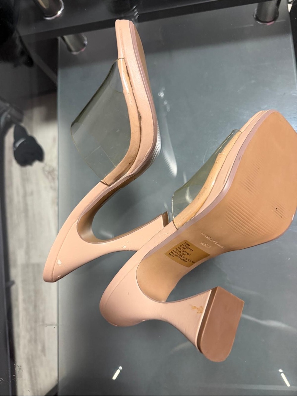 Steve Madden Blush Pink Block Heels with Clear Strap